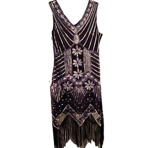 Beaded Flapper Dress Zeagoo Size large L